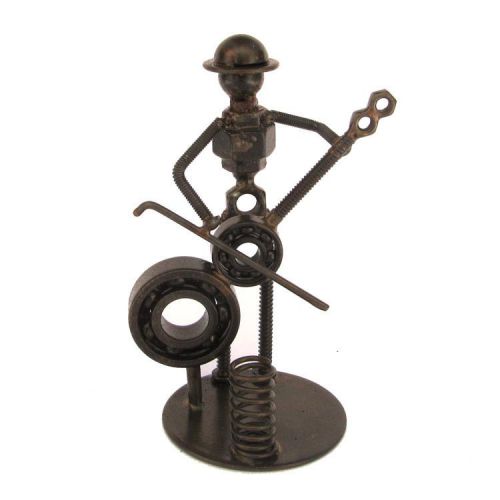 Junk Yard Sculptures - Cello Player / Pen Holder - Desk / Office Accessory