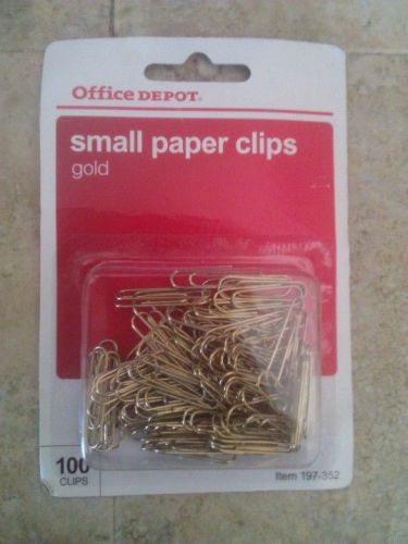 Office Depot Small Gold Paper Clips 100 Count
