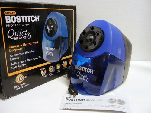 Stanley bostitch quietsharp6 classroom pencil sharpener with 6-holes blue for sale