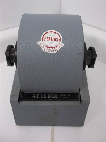 Rolodex Model No.1753 Gray Metal Rotary File Blank Cards Swivel Organize Office