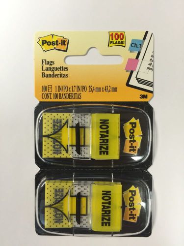 3M 680NZ2 Post-It Notarize Flags In Dispenser, 1&#034;x1-3/4&#034;, 100/PK, Yellow..
