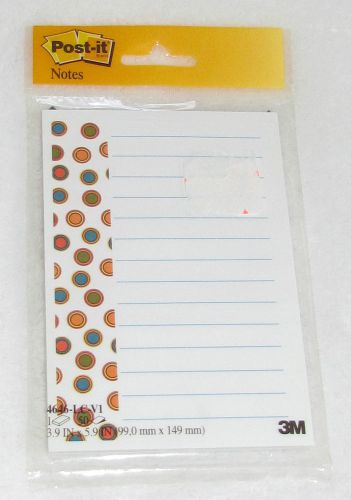 New! 2009 3m post-it notes pad multi-colored dots &amp; blue lines 50 sheets u.s.a. for sale