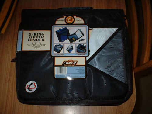 Case it 3 ring binder lt-007 black &amp; 7 free items paper pens  new free ship for sale