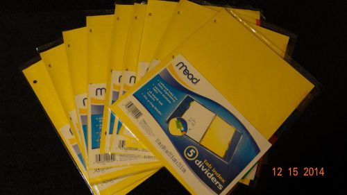 9 packages of MEAD 5 Color Tab Index Dividers Insertable 3 Ring Binder X-627 NEW