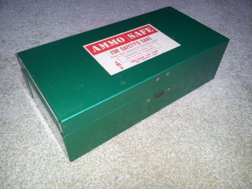 VTG Merriam Mfg Metal Combination Lock Box, Dark Green, File, Handle, Ammo Safe