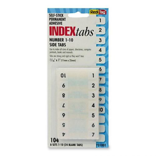 Redi-tag Permanent Numbered Tab Indexes - Printed1-10 - 104 / Pack - (rtg31001)
