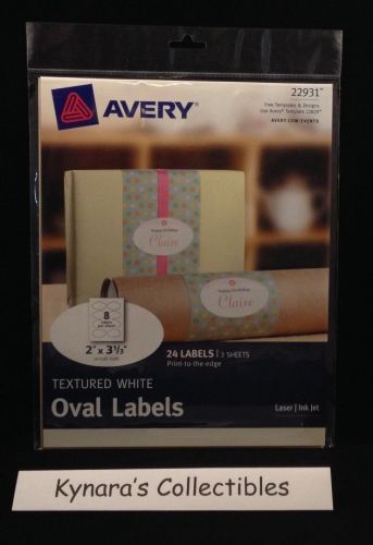 Avery Print-to-the-Edge Textured White 24 Oval Labels 22931  2&#034; x 3-1/3&#034;