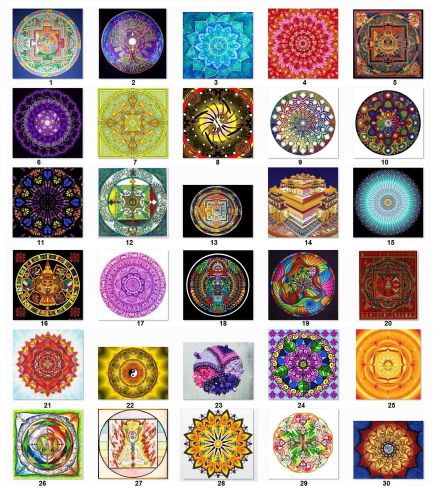 30 Square Stickers Seals Favor Tags Buddhist Mandalas Buy 3 get 1 free (b1)