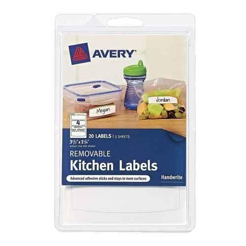 Avery Removable Kitchen Labels 4 Up 3-1/2&#039;&#039; x 1-1/4&#039;&#039; Green Border 20 Count