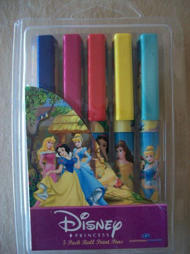 Disney Princesses Pack Of 5 Ball Point Pens By National Design, NEW IN PACKAGE!