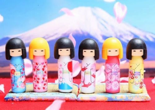 Set of 6 New Iwako Kokeshi Doll Japanese Puzzle Erasers!