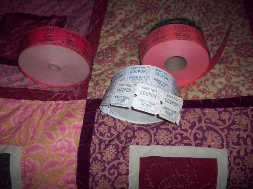 3 Rolls Admit One Numbered Red Ticket Carnival Circus Movie Concert Raffle PARTY