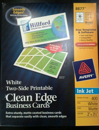 Avery 8877 White Two-Side INK JET Clean Edge Business Cards! Box of 400 cards!