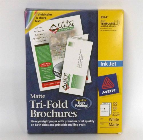 Avery® Tri-Fold Brochures for Inkjet Printers 8324, 8-1/2&#034; x 11&#034;, White, Matte,