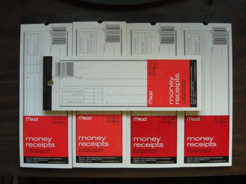 Mead 5 PK Money Receipt Book Receipts 33 Duplicate Sets 2 Carbon Sheets 64120