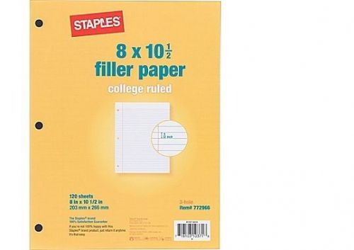 Staples College Ruled Filler Paper, 8&#034; x 10-1/2&#034;