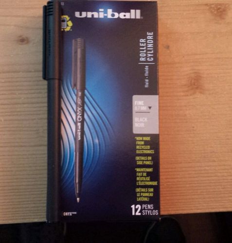 uni-ball Onyx Roller Ball Stick Dye-Based Pen, Black Ink, Fine, Rollerball