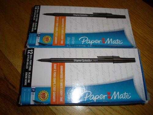 New ! 24PK Paper Mate Write Bros Ballpoint Pens, Black Ink, 0.8 Point (33811)