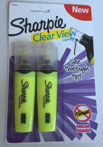 Sharpie 2 Clear View Chisel Tip Highlighters Yellow Halloween Black Light Active