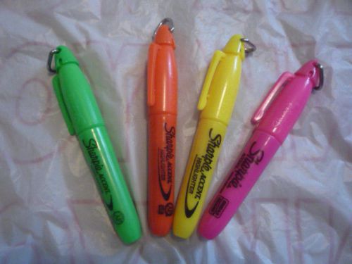 4 Sharpie Mini Accent Highlighters Smear Guard Nontoxic Orange Pink Yellow Green