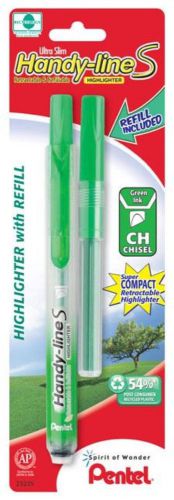 Handy-Line S Retractable Highlighter Chisel Tip Lt. Green Ink 1 Pk With 1 Refill