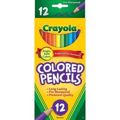 Crayola Presharpened Long Colored Pencils 12 Count NEW