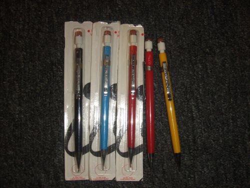 5 Vintage Scripto Push Button Ultra Thin Cushioned Point Pencils w/ 3 Packages
