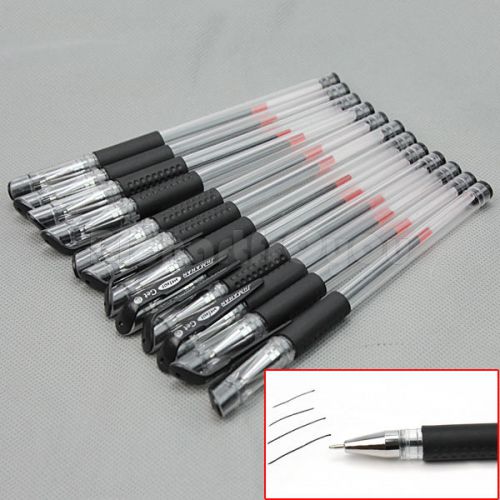 12Pcs Black Gel Ink Rollerball Ballpoint Pen Stationery 0.5mm Gift for Students