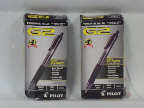 22 Pilot G2 Retractable Premium Gel Ink Roller Ball Pens, Fine Point, Black
