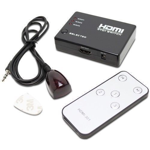 New 3 Way HDMI Splitter Hub Switch Port wi Remote devices to share the same HDTV