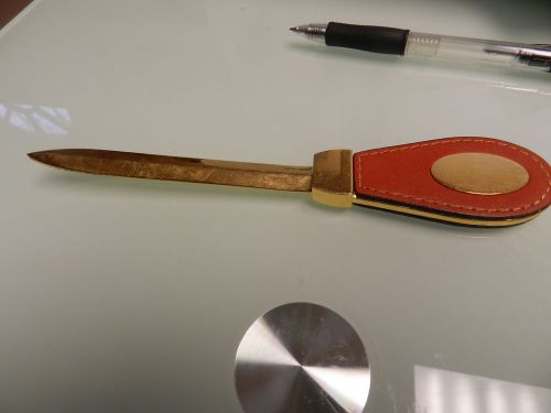 Leather Trimmed Letter Opener Set of 4 Gift Boxed Gold Plated