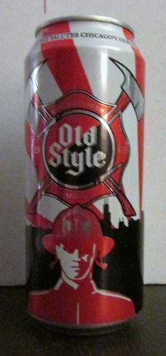 Old Style Salutes Chicago&#039;s Heroes Firemen 16 ounce oz empty beer aluminum can