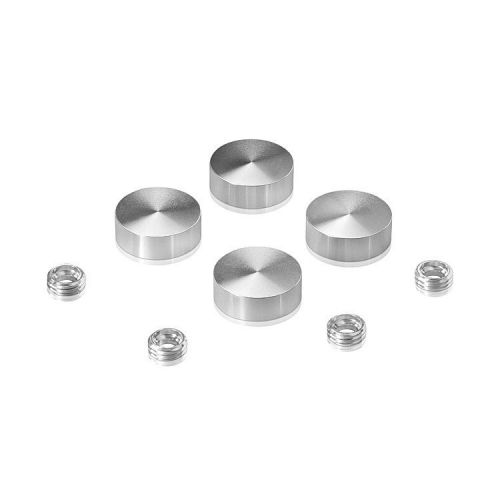 Set of 4 Screw Cover Diameter 3/4&#039;&#039;, Aluminum Clear Shiny Anodized Finish