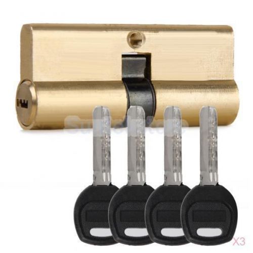 3pcs 65mm 32.5/32.5 brass key cylinder door lock barrel high security anti bump for sale