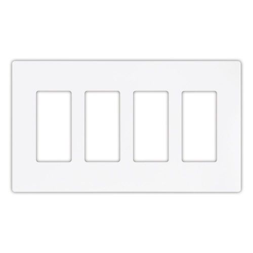 White Cooper Wiring Devices PJS264W Decorator Screwless Wallplate, 4-Gang, Whit