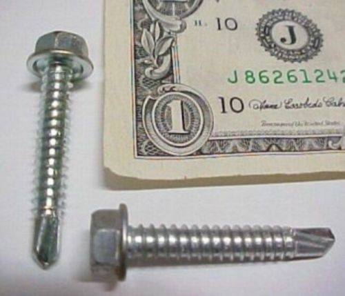 75 self drilling screws, #14 x 1.5&#034; hex head, zinc plated steel, drill point tek for sale