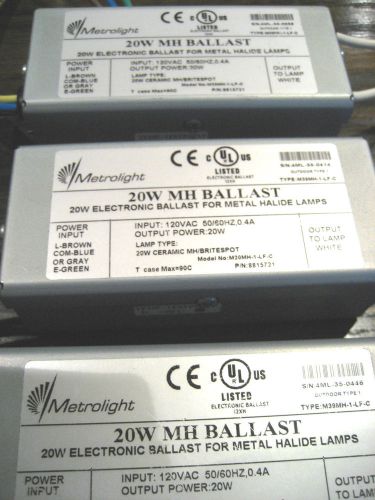 Metrolight 20W MH Ballast 20W Electronic Ballast for Metal Halide Lamps-Lot of 3