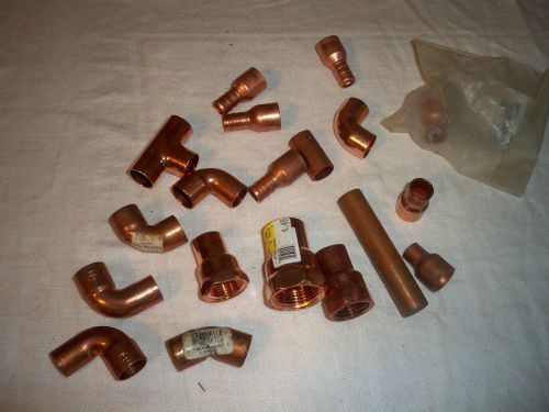 Lot of 17 Odd Pieces assorted Copper Fittings NEW