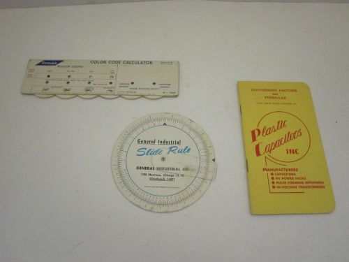 (3) General Industrial, Centralab, Plastic Capacitors Slide Rule Vintage