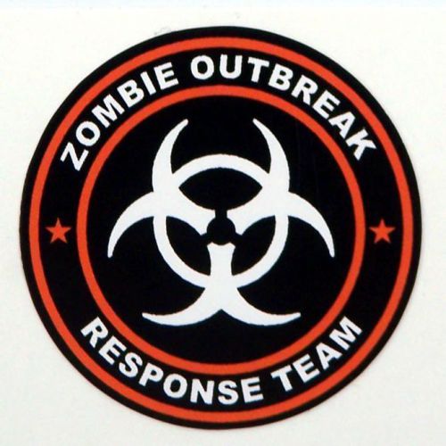 3 - Zombie Outbreak Response Team Tool Box Hard Hat  Helmet Sticker  Orange H124