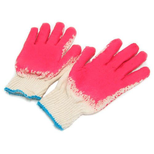 Lot of 10 Pairs Protective Red Palm Coating Work Gloves One Size