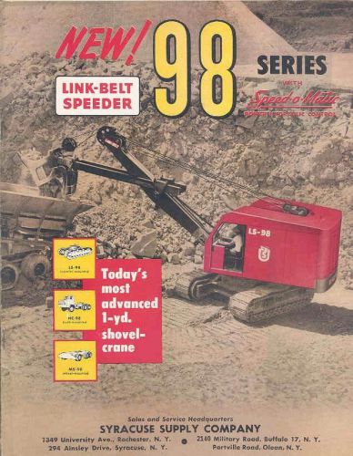 1954 Link Belt Speeder Series 98 Shovel Crane Truck Excavator Brochure wu5623