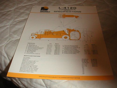 1977 RAYGO WAGNER MODEL L-4120 LUMBERJACK LOG STACKER SALES BROCHURE