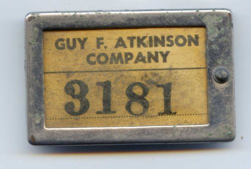 I.D. Badge: Guy W. Atkinson/Construction/California/WWII