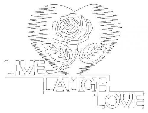 Live Laugh Love CNC cutting .dxf format file for plasma, waterjet, laser