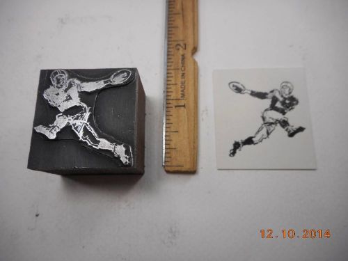 Letterpress Printing Printers Block, Football Player catching Ball