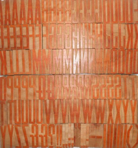 123 piece Unique Vintage Letterpres wood wooden type printing block 45m.m. s1076