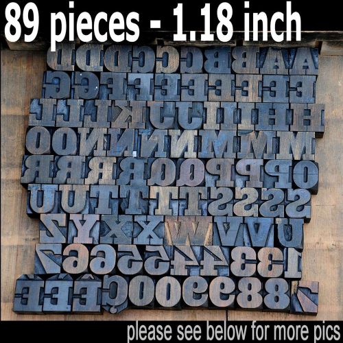 letterpress wood printing blocks 89 pcs 1.18&#034; tall alphabet type woodtype ABC