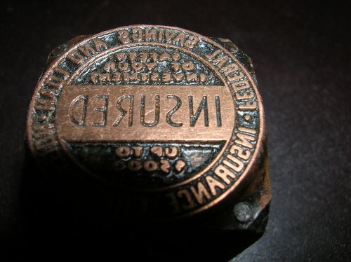 Vintage wood block printing copper stamp federal savings &amp; loan corp insured for sale
