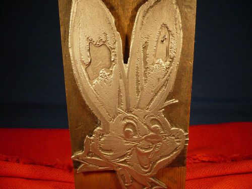 antique printer&#039;s  CUT/BLOCK   BUGS BUNNY LARGE  7 X 3 1/2 INCHES